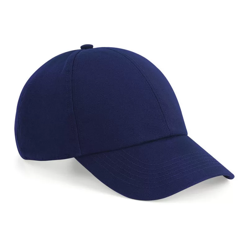 Casquette 6 panneaux coton biologique réglable, visière préformée, 255 g/m²