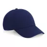 Casquette 6 panneaux coton biologique réglable, visière préformée, 255 g/m²