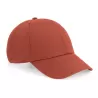 Casquette 6 panneaux coton biologique réglable, visière préformée, 255 g/m²