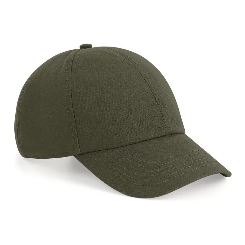 Casquette 6 panneaux coton biologique réglable, visière préformée, 255 g/m²