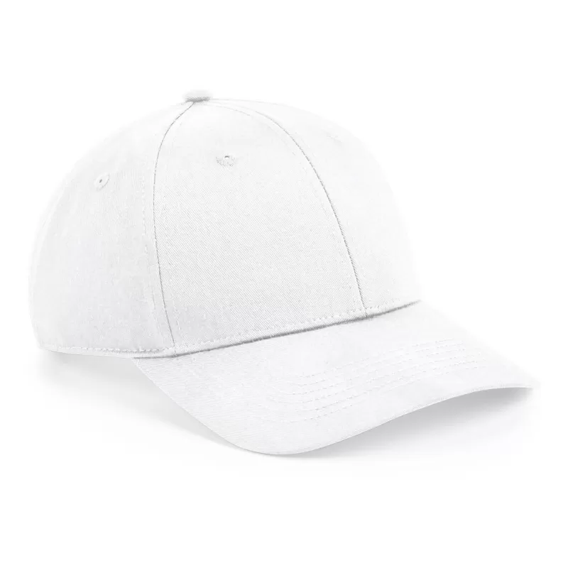 Casquette 6 panneaux, visière incurvée, œillets cousus, ajustable par patte, 240 g/m²