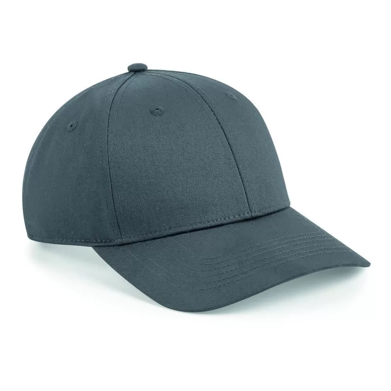 Casquette 6 panneaux, visière incurvée, œillets cousus, ajustable par patte, 240 g/m²