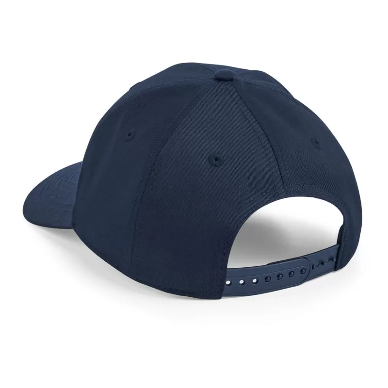 Casquette 6 panneaux, visière incurvée, œillets cousus, ajustable par patte, 240 g/m²
