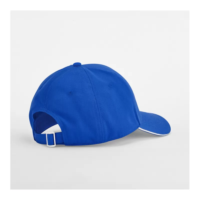 Casquette 5 panneaux en coton organique, visière courbée avec liseré contrasté