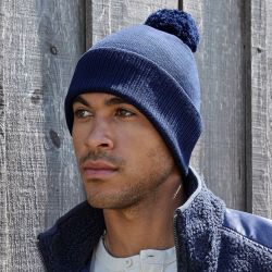 Bonnet en coton biologique doublé avec pompon, style réversible