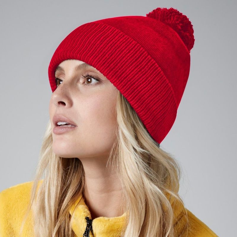 Bonnet en coton biologique doublé avec pompon, style réversible