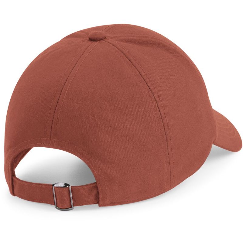 Casquette 6 panneaux coton biologique réglable, visière préformée, 255 g/m²
