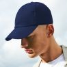 Casquette 6 panneaux coton biologique réglable, visière préformée, 255 g/m²