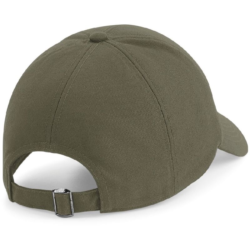 Casquette 6 panneaux coton biologique réglable, visière préformée, 255 g/m²