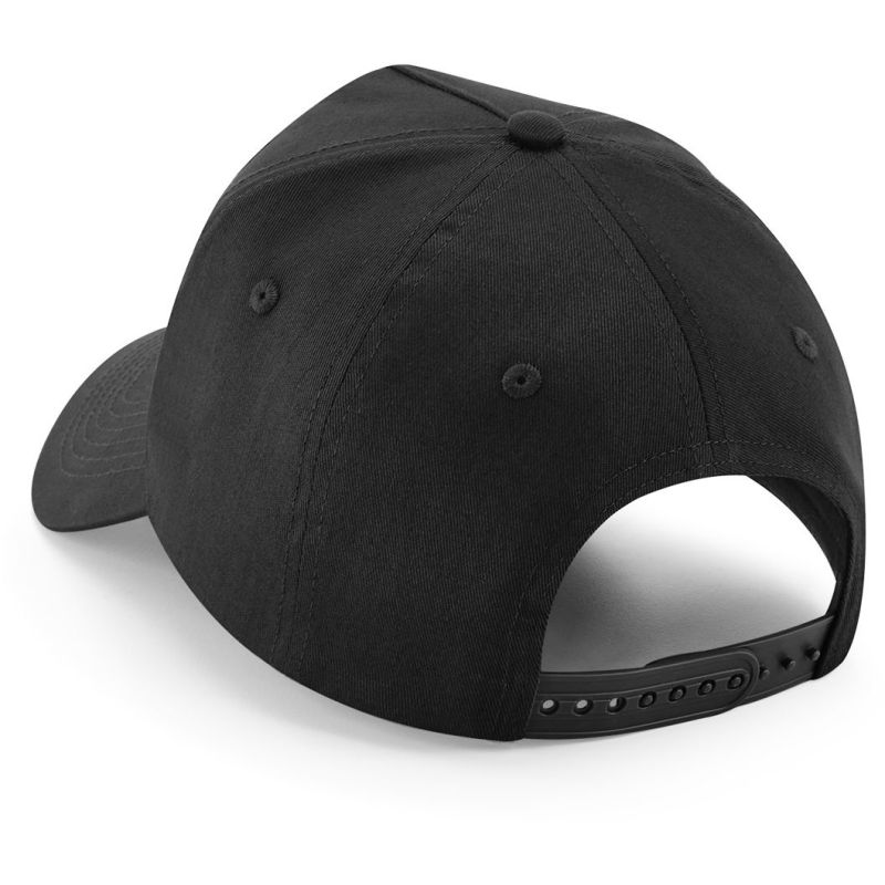 Casquette 5 panneaux coton sergé, patch amovible, visière préformée