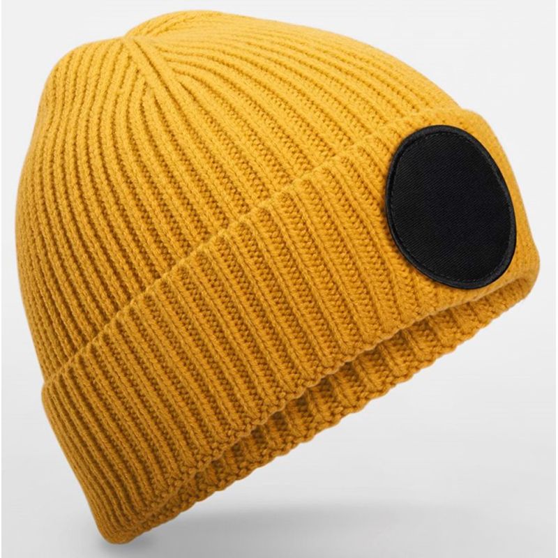 Bonnet à patch circulaire en polyester recyclé, tricoté et confortable