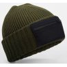 Bonnet avec poche, patch zippé en coton recyclé, tricoté et confortable