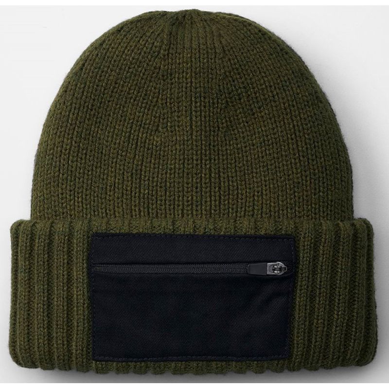 Bonnet avec poche, patch zippé en coton recyclé, tricoté et confortable