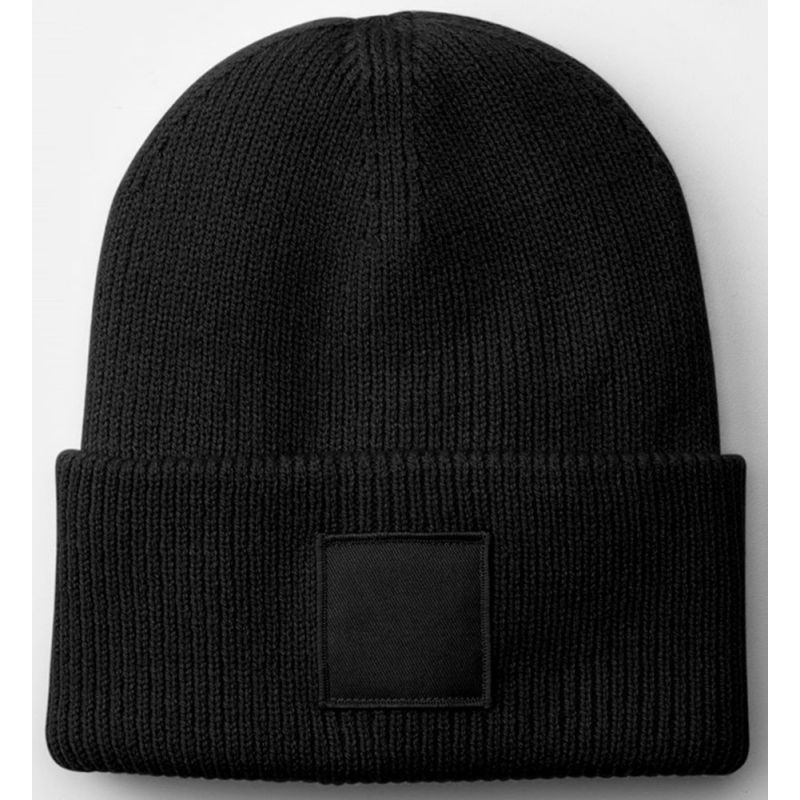 Bonnet recyclé à large revers, patch carré ton sur ton, doublé et confortable