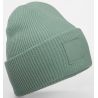 Bonnet recyclé à large revers, patch carré ton sur ton, doublé et confortable