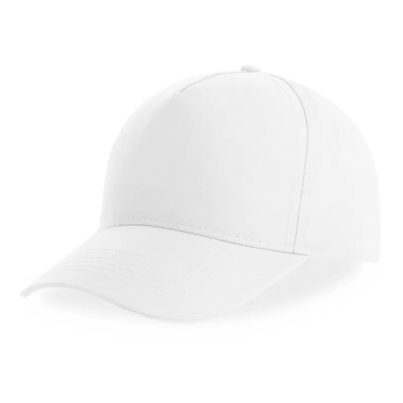 Casquette baseball 5 pans en polyester recyclé, visière courbée, 220 g/m²