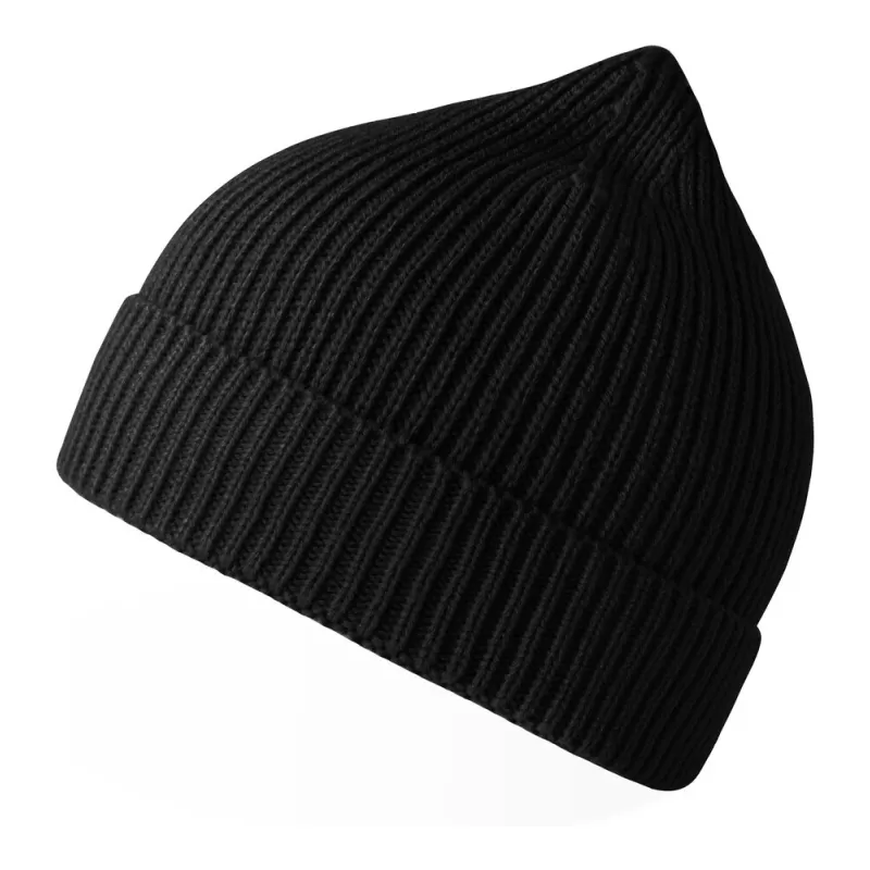 Bonnet en polyester recyclé Andy Beanie, maille fine, avec rabat, 82 g/m²