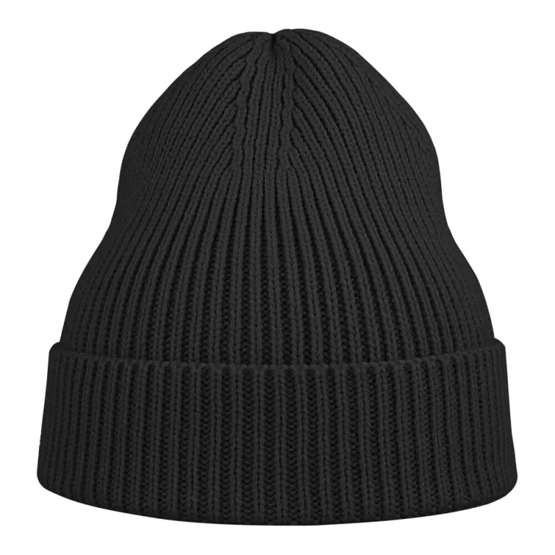 Bonnet en polyester recyclé Andy Beanie, maille fine, avec rabat, 82 g/m²