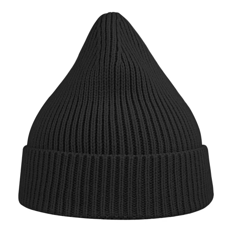 Bonnet en polyester recyclé Andy Beanie, maille fine, avec rabat, 82 g/m²