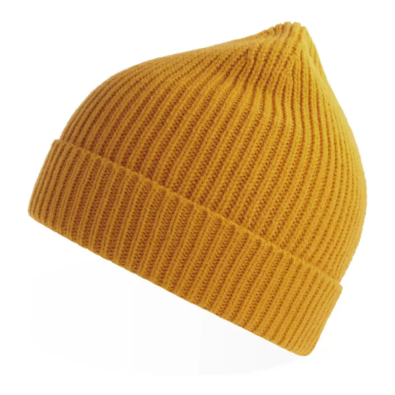 Bonnet en polyester recyclé Andy Beanie, maille fine, avec rabat, 82 g/m²