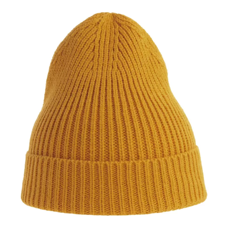 Bonnet en polyester recyclé Andy Beanie, maille fine, avec rabat, 82 g/m²