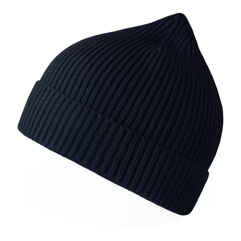 Bonnet en polyester recyclé Andy Beanie, maille fine, avec rabat, 82 g/m²