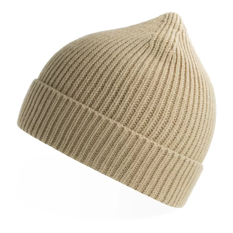 Bonnet en polyester recyclé Andy Beanie, maille fine, avec rabat, 82 g/m²