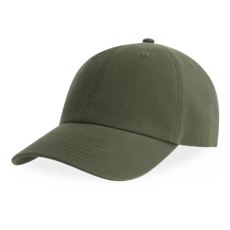 Casquette 6 pans en coton bio déstructurée avec visière incurvée, 270 g/m²
