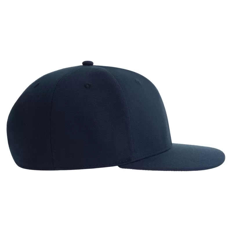 Casquette 6 panneaux snapback, visière plate, en polyester recyclé, 200 g/m²