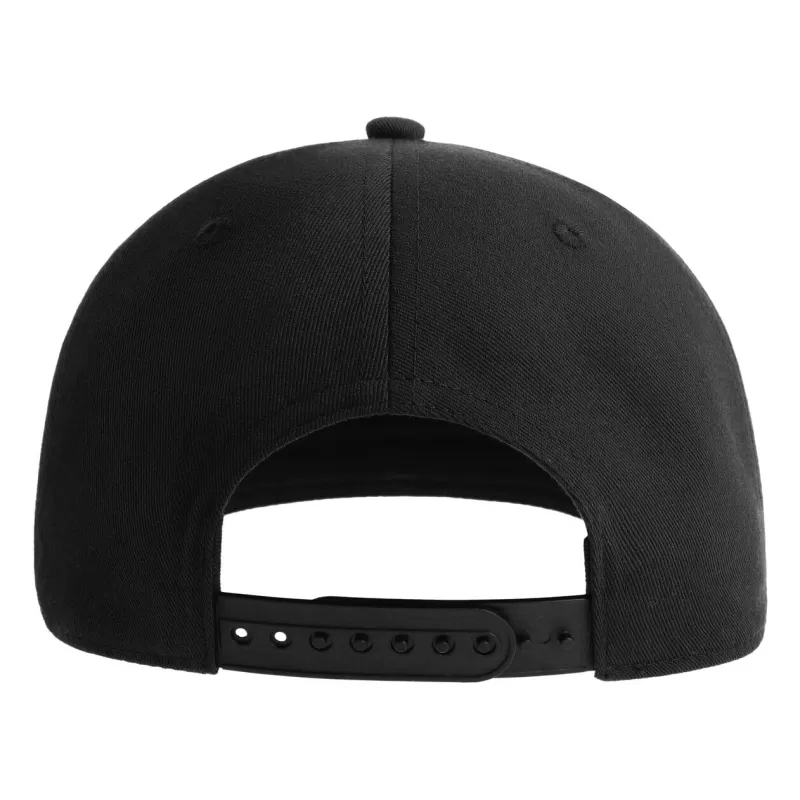 Casquette 6 panneaux snapback, visière plate, en polyester recyclé, 200 g/m²