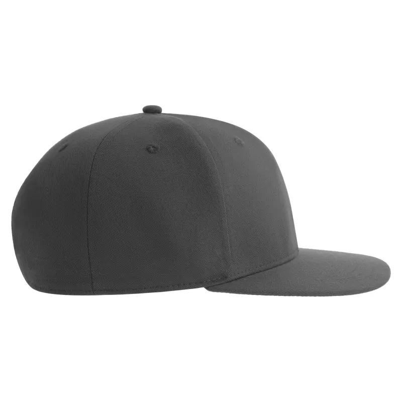 Casquette 6 panneaux snapback, visière plate, en polyester recyclé, 200 g/m²