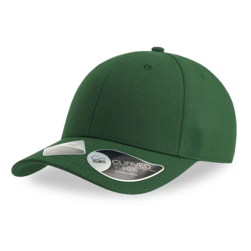 Casquette baseball 6 pans en polyester recyclé, visière courbée, 200 g/m²