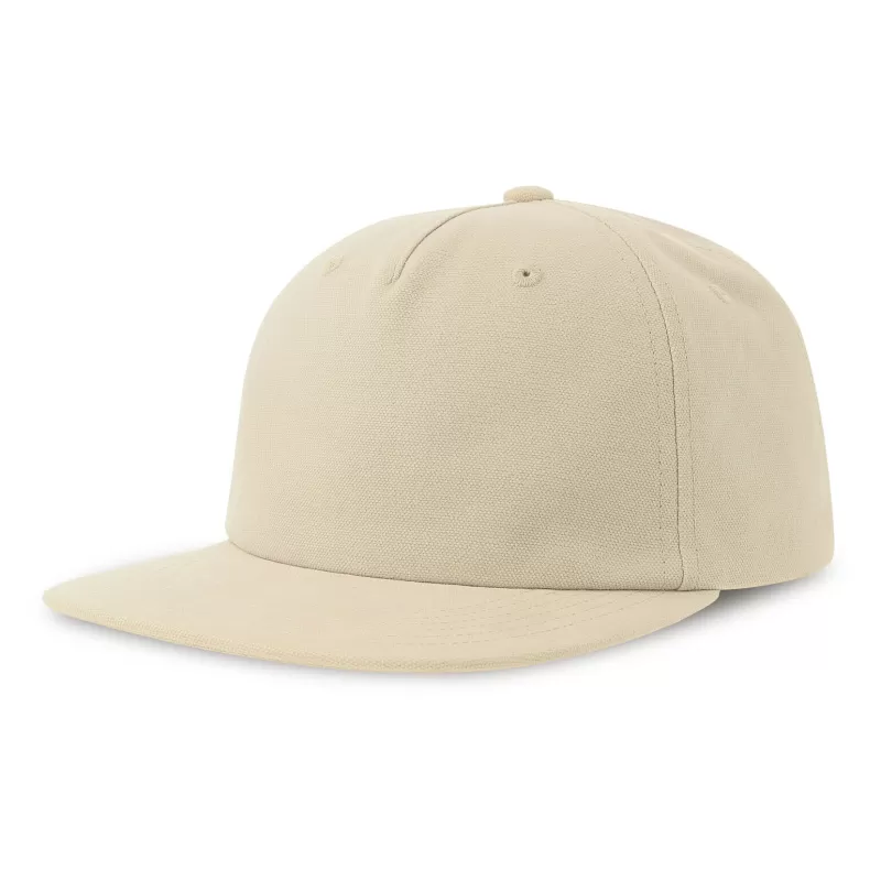 Casquette vintage visière plate 5 panneaux en coton organique et recyclé, 260 g/m²