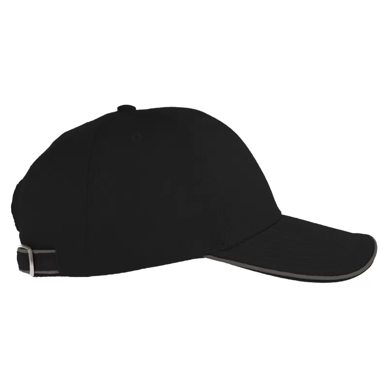 Casquette 6 pans liseré réfléchissant en polyester recyclé, 200 g/m²