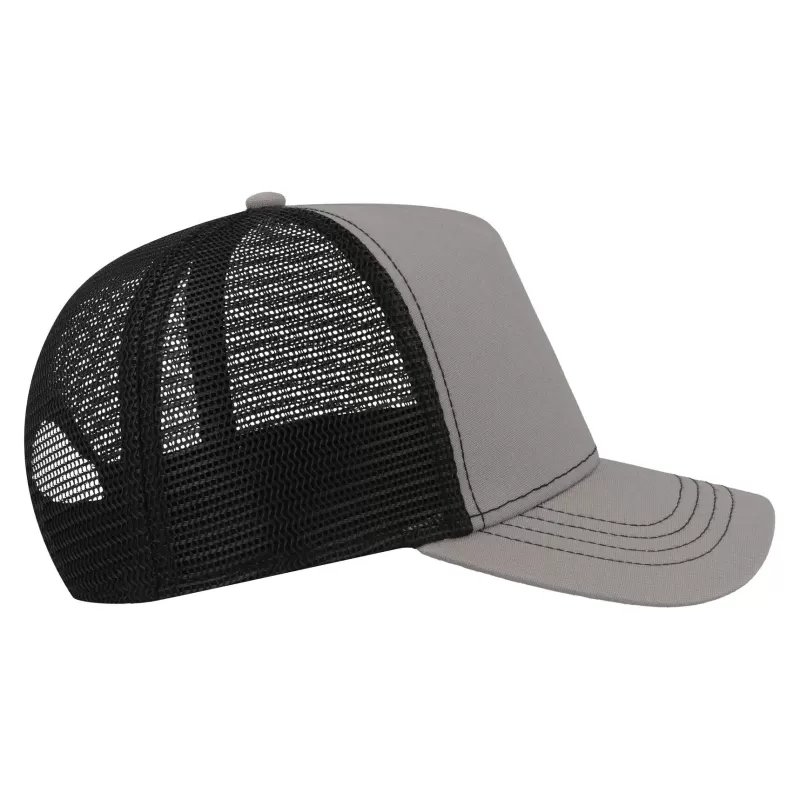Casquette Rapper 5 panneaux en coton canvas, visière préformée, dos filet, 260 g/m²