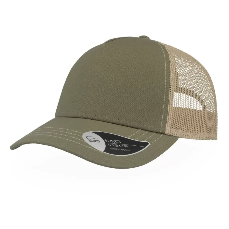 Casquette Rapper 5 panneaux en coton canvas, visière préformée, dos filet, 260 g/m²