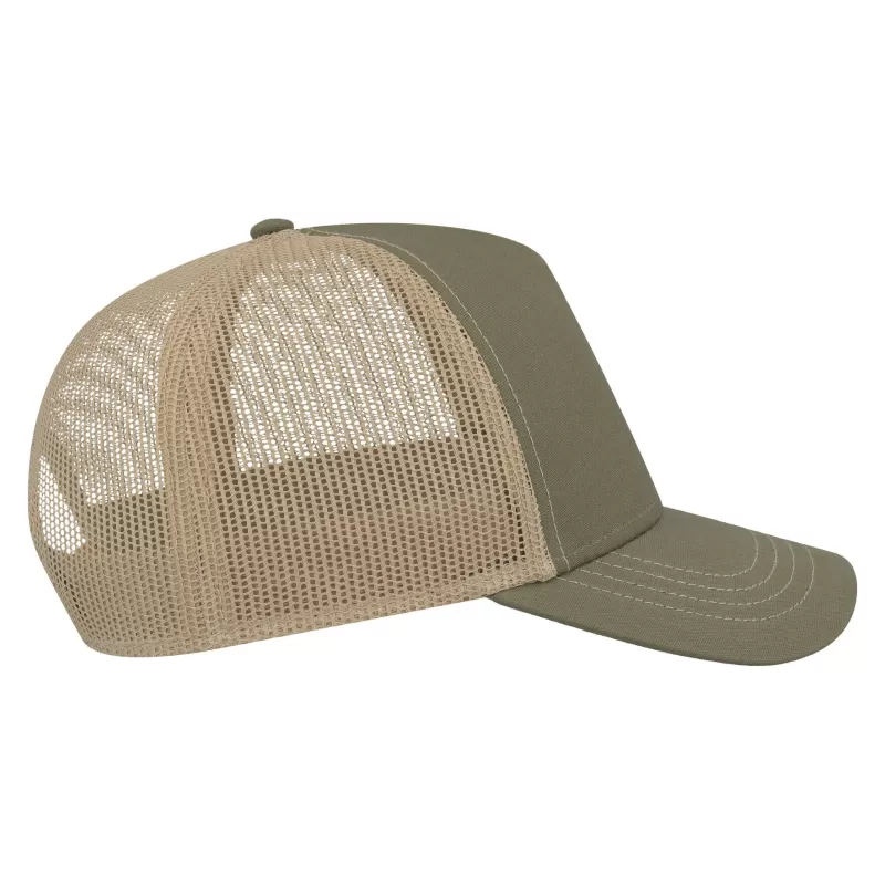 Casquette Rapper 5 panneaux en coton canvas, visière préformée, dos filet, 260 g/m²