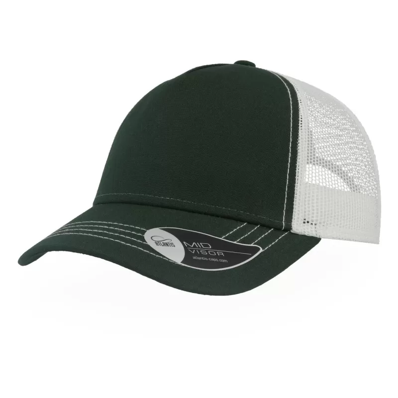 Casquette Rapper 5 panneaux en coton canvas, visière préformée, dos filet, 260 g/m²