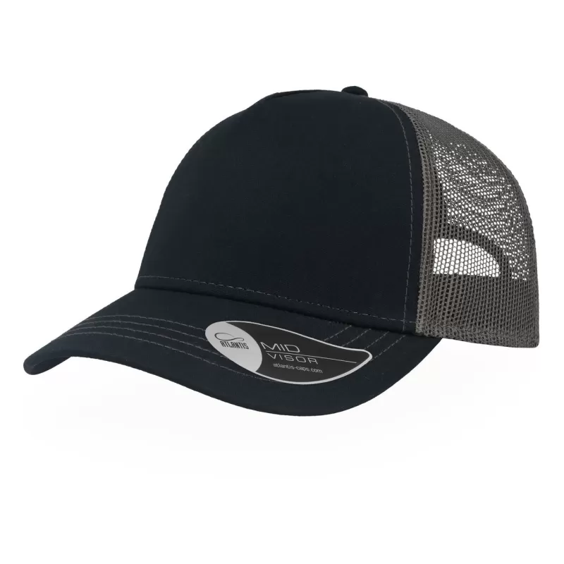 Casquette Rapper 5 panneaux en coton canvas, visière préformée, dos filet, 260 g/m²