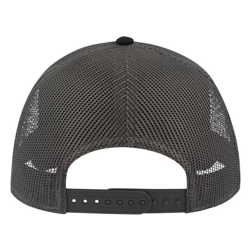 Casquette Rapper 5 panneaux en coton canvas, visière préformée, dos filet, 260 g/m²