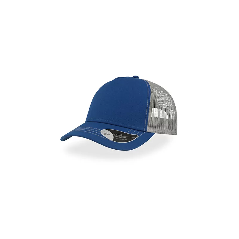 Casquette Rapper 5 panneaux en coton canvas, visière préformée, dos filet, 260 g/m²