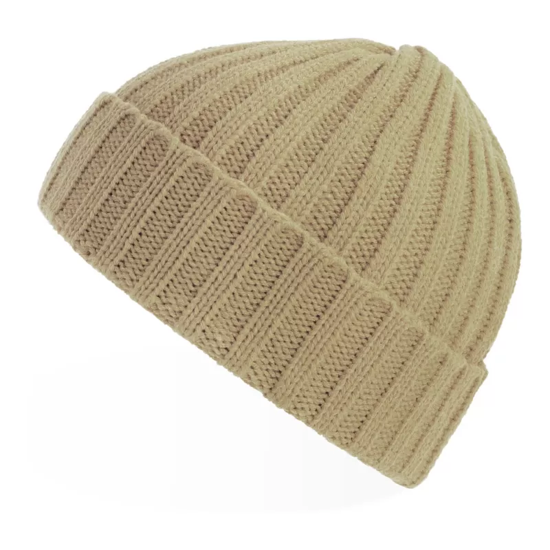 Bonnet en polyester recyclé côtelé avec revers, style pêcheur vintage, 78 g/m²