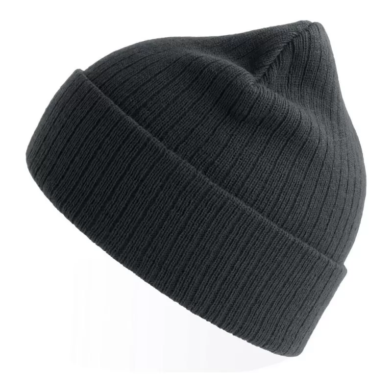 Bonnet en polyester recyclé avec rabat, doublé, maille côtelée, 65 g/m²