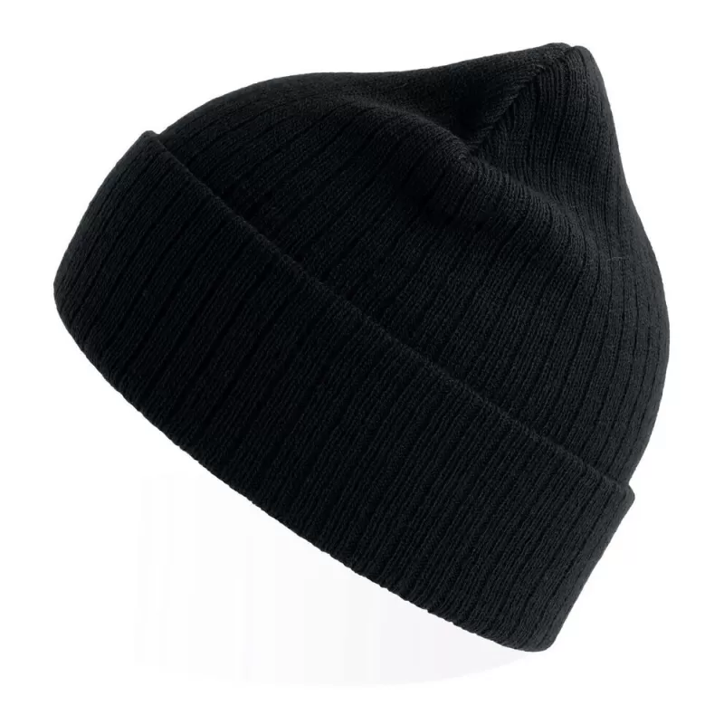 Bonnet en polyester recyclé avec rabat, doublé, maille côtelée, 65 g/m²