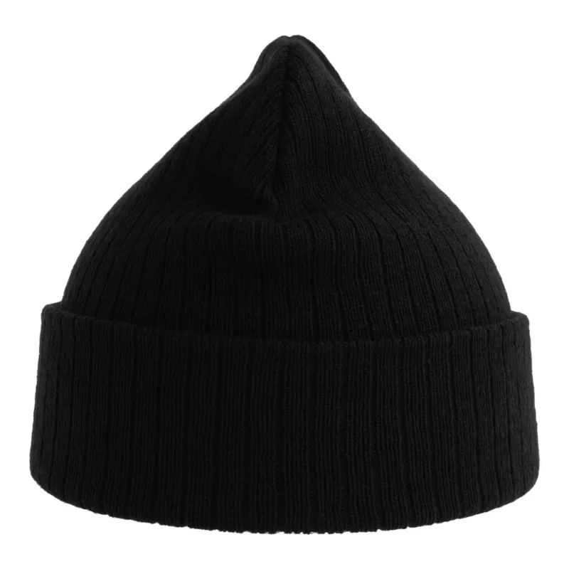 Bonnet en polyester recyclé avec rabat, doublé, maille côtelée, 65 g/m²