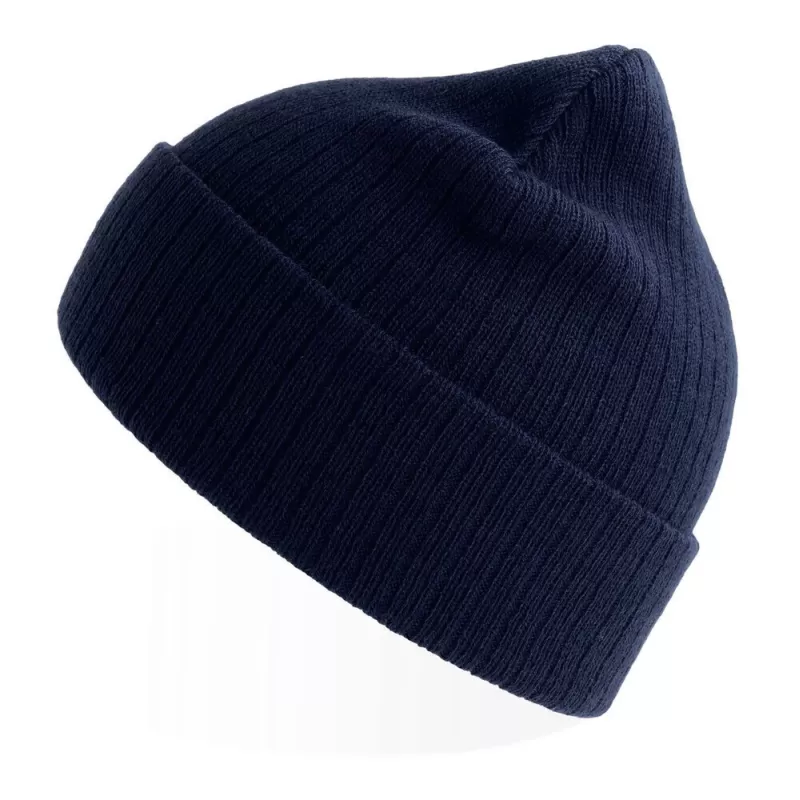 Bonnet en polyester recyclé avec rabat, doublé, maille côtelée, 65 g/m²