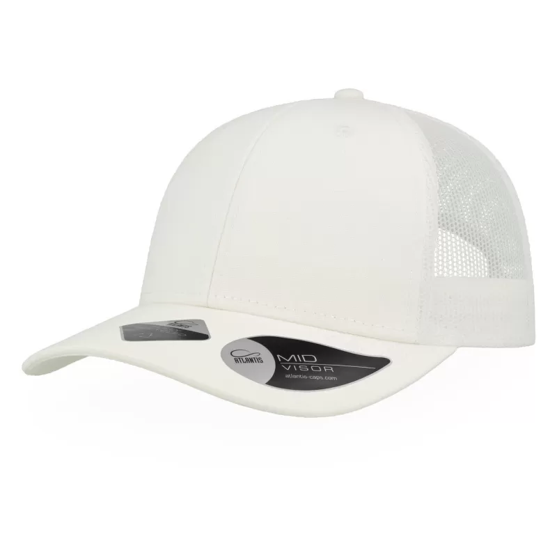 Casquette 6 panneaux en coton et polyester recyclé, visière préformée, 260 g/m²
