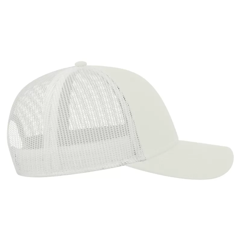 Casquette 6 panneaux en coton et polyester recyclé, visière préformée, 260 g/m²