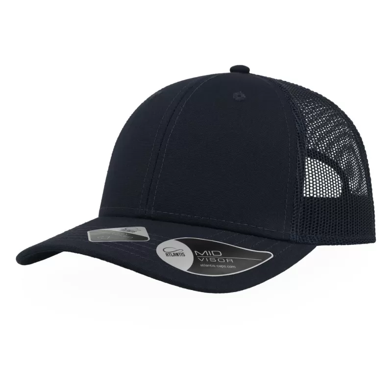 Casquette 6 panneaux en coton et polyester recyclé, visière préformée, 260 g/m²