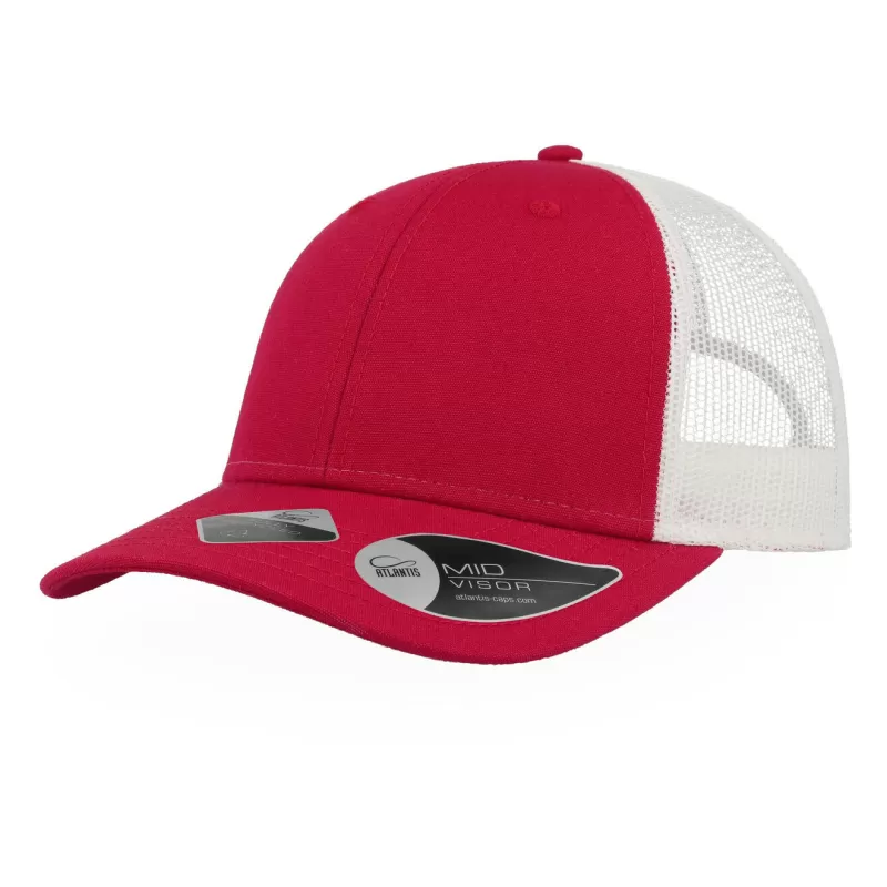 Casquette 6 panneaux en coton et polyester recyclé, visière préformée, 260 g/m²